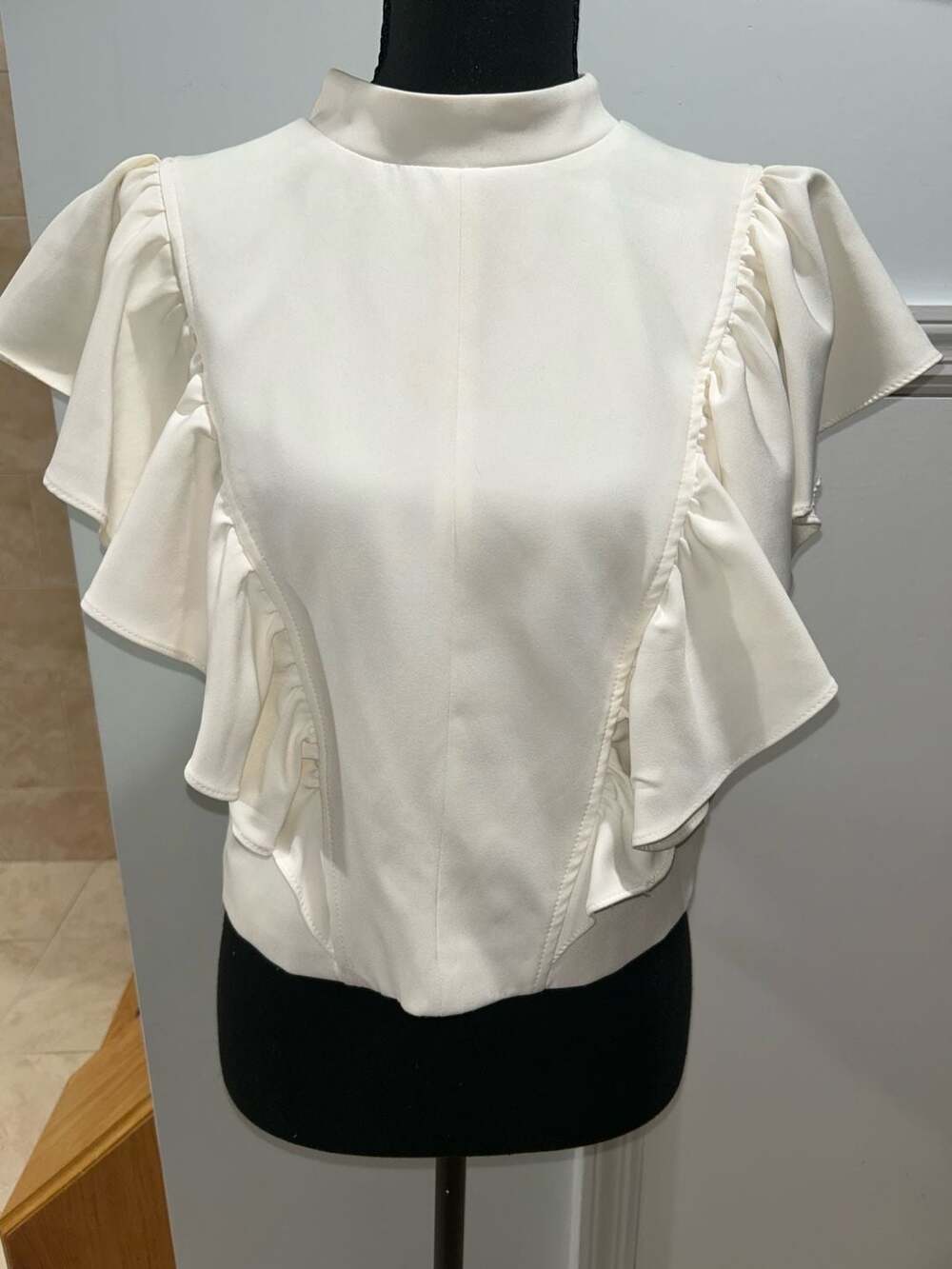 Ivory Frill High Neck Ruffle Top